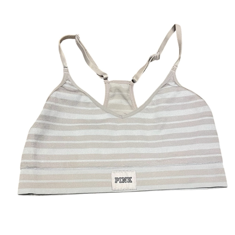 PINK Victoria's Secret Light Purple Striped Bralette Sports Bra Medium Girls GUC